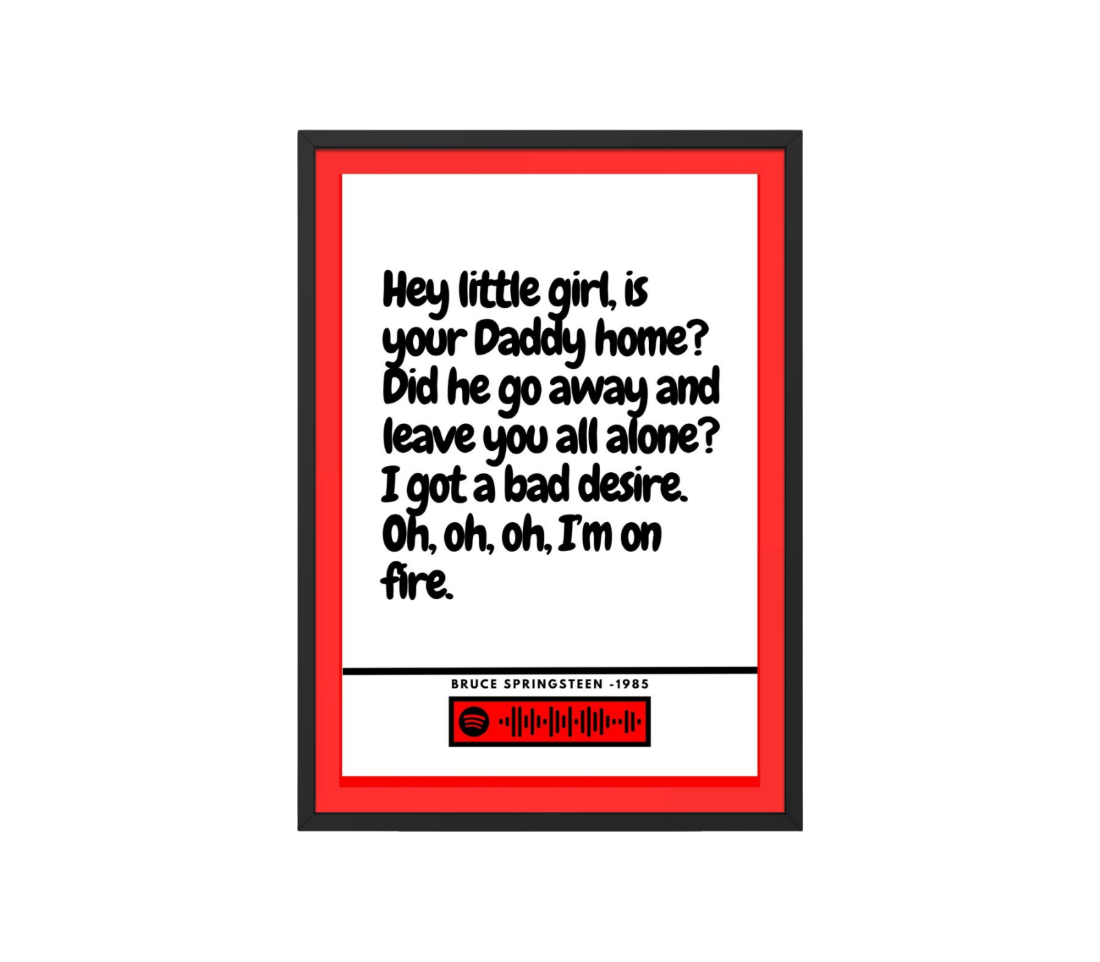 Portrait Framed Art Print Bruce Springsteen - I'm on Fire
